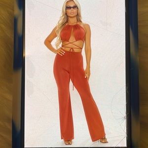 Brick red pant set Size S (tall girl friendly)